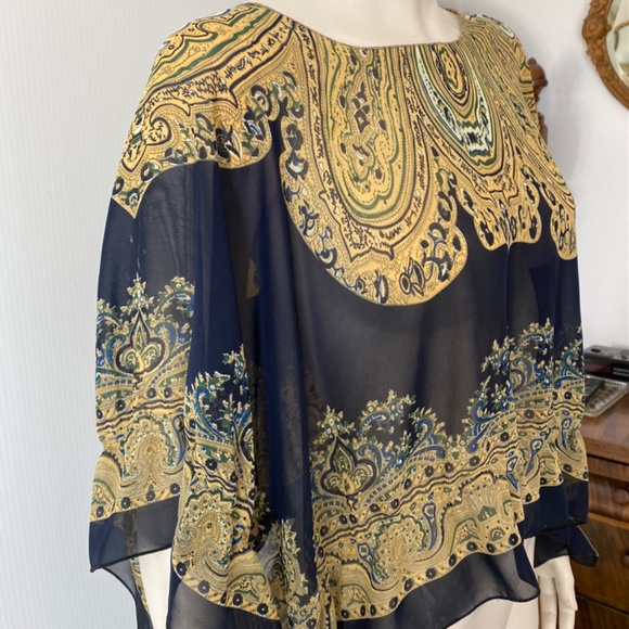 Navy Silk Pancho - Picture 2 of 2